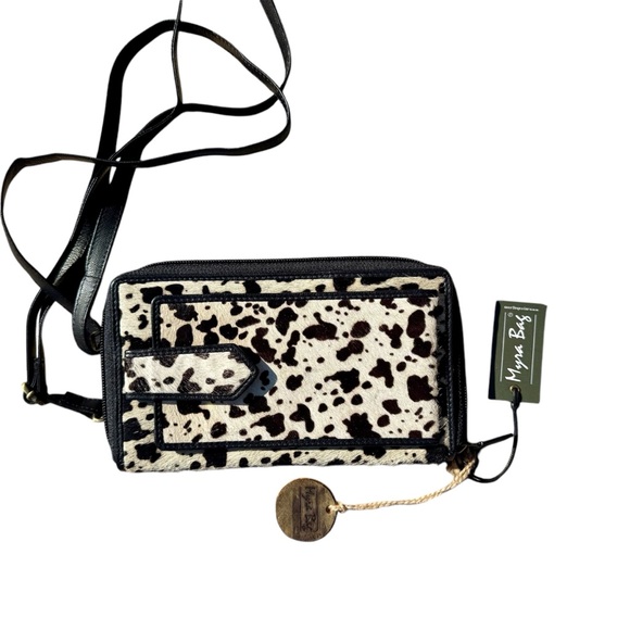 Myra leather cowhide fur crossbody shoulder bag wallet new with tags - Picture 3 of 14
